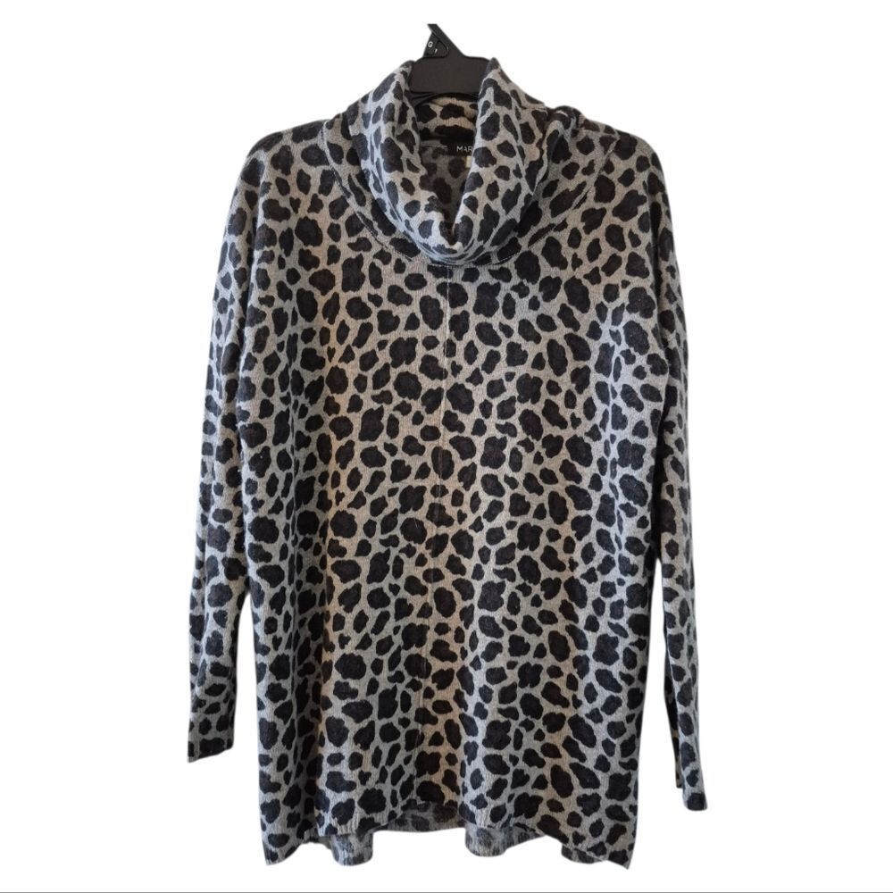 Marta's Raleigh NC Cashmere Leopard Turtleneck Sweater Tunic Sz LG